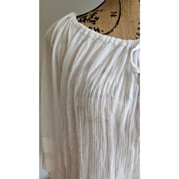 Lauren Ralph Lauren Black Label White Ruffle Gauze Sheer Sexy Blouse Cotton Sz S - Picture 12 of 16